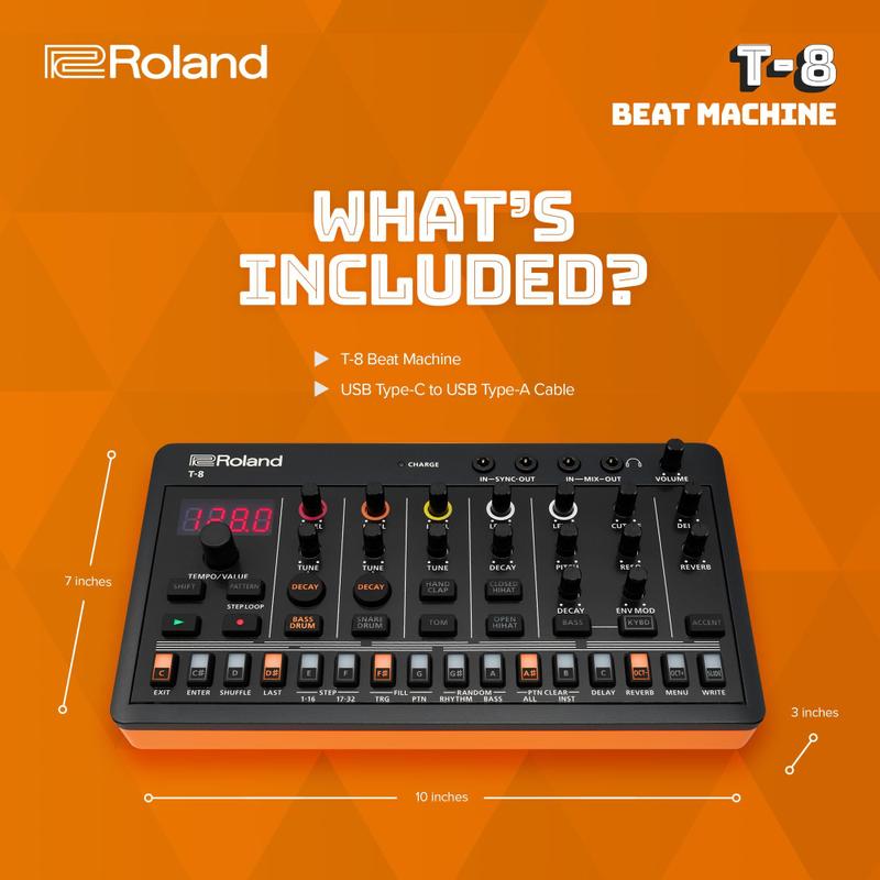 Máquina de baixo Roland AIRA Compact T-8 Beat com sequenciador TR